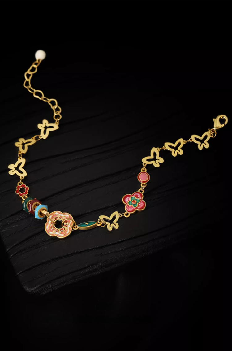 New Chinese Style Elegant Butterfly & Four-Leaf Clover Bracelet