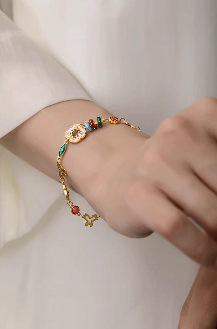 New Chinese Style Elegant Butterfly & Four-Leaf Clover Bracelet