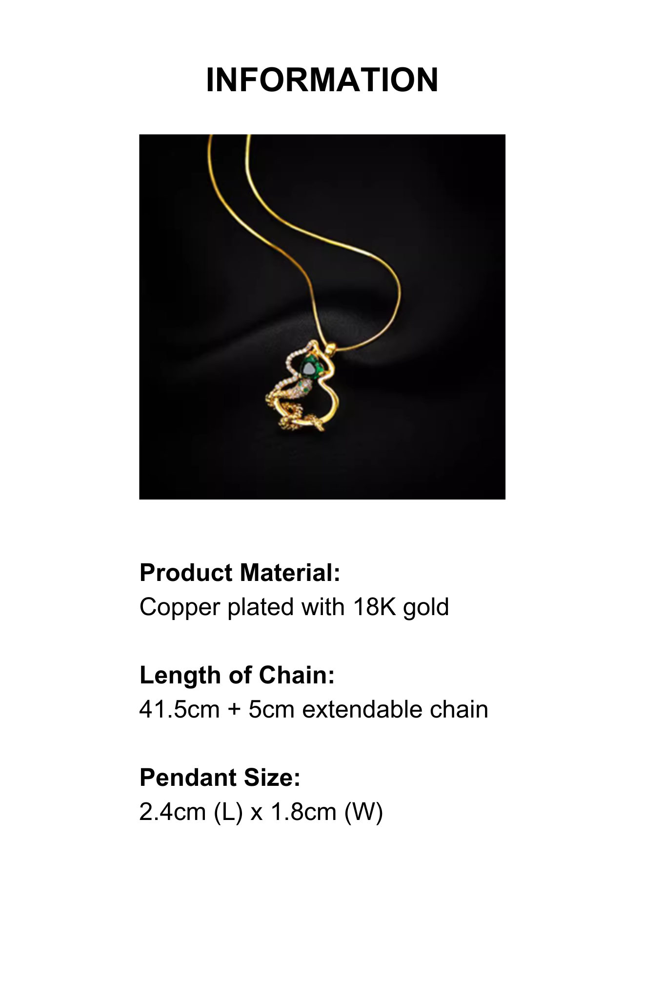 Elegant Fortune Gourd Necklace – Emerald Zircon Snake Year Edition