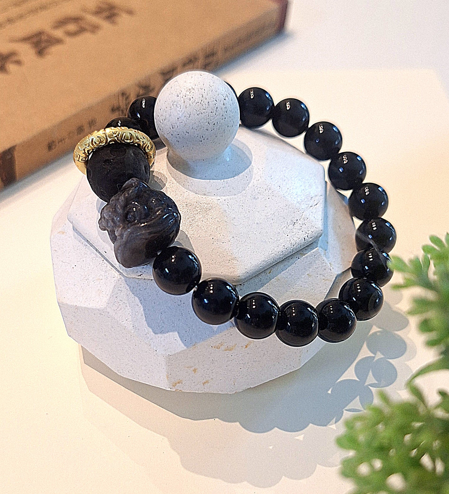 Guardian Fortune Black Obsidian Lion Bracelet