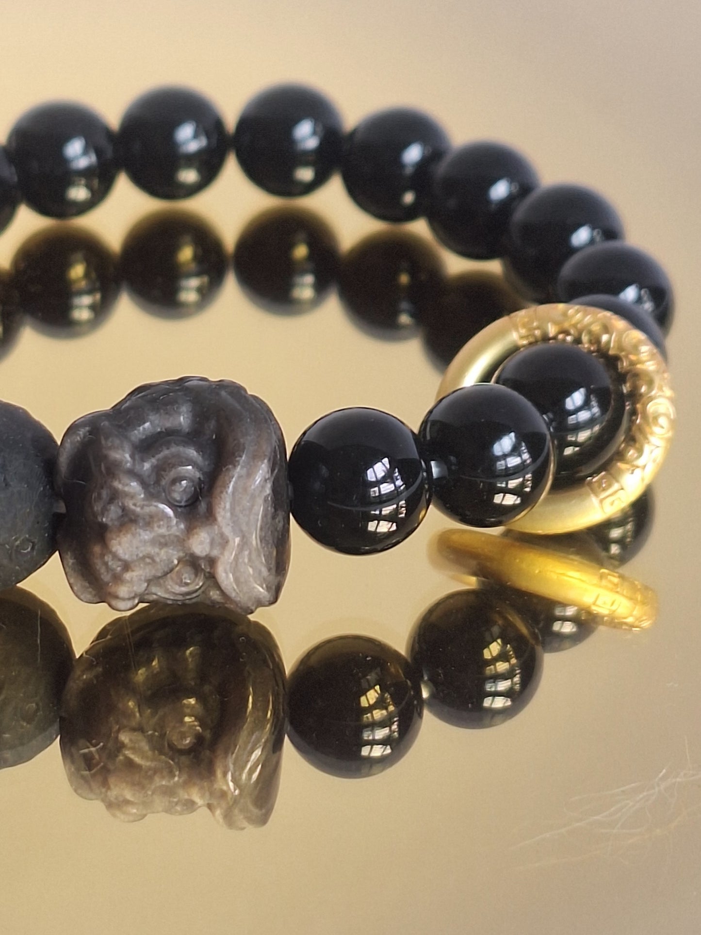 Guardian Fortune Black Obsidian Lion Bracelet
