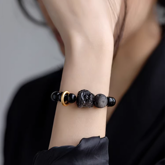 Guardian Fortune Black Obsidian Lion Bracelet