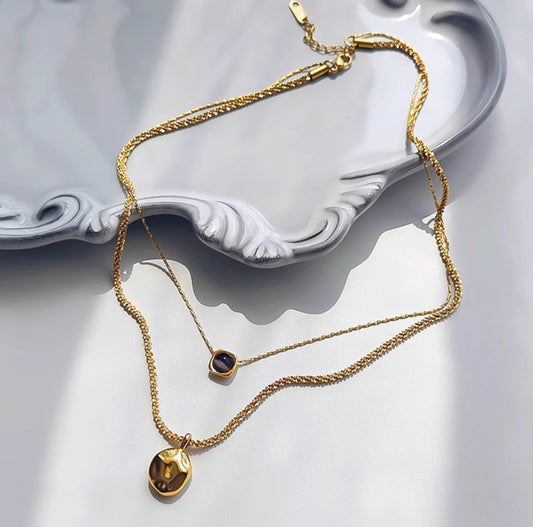 Luxury Titanium Steel with 24K Gold-Plated Brass Necklace Set