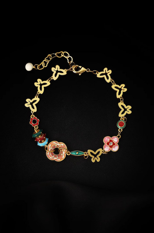 New Chinese Style Elegant Butterfly & Four-Leaf Clover Bracelet
