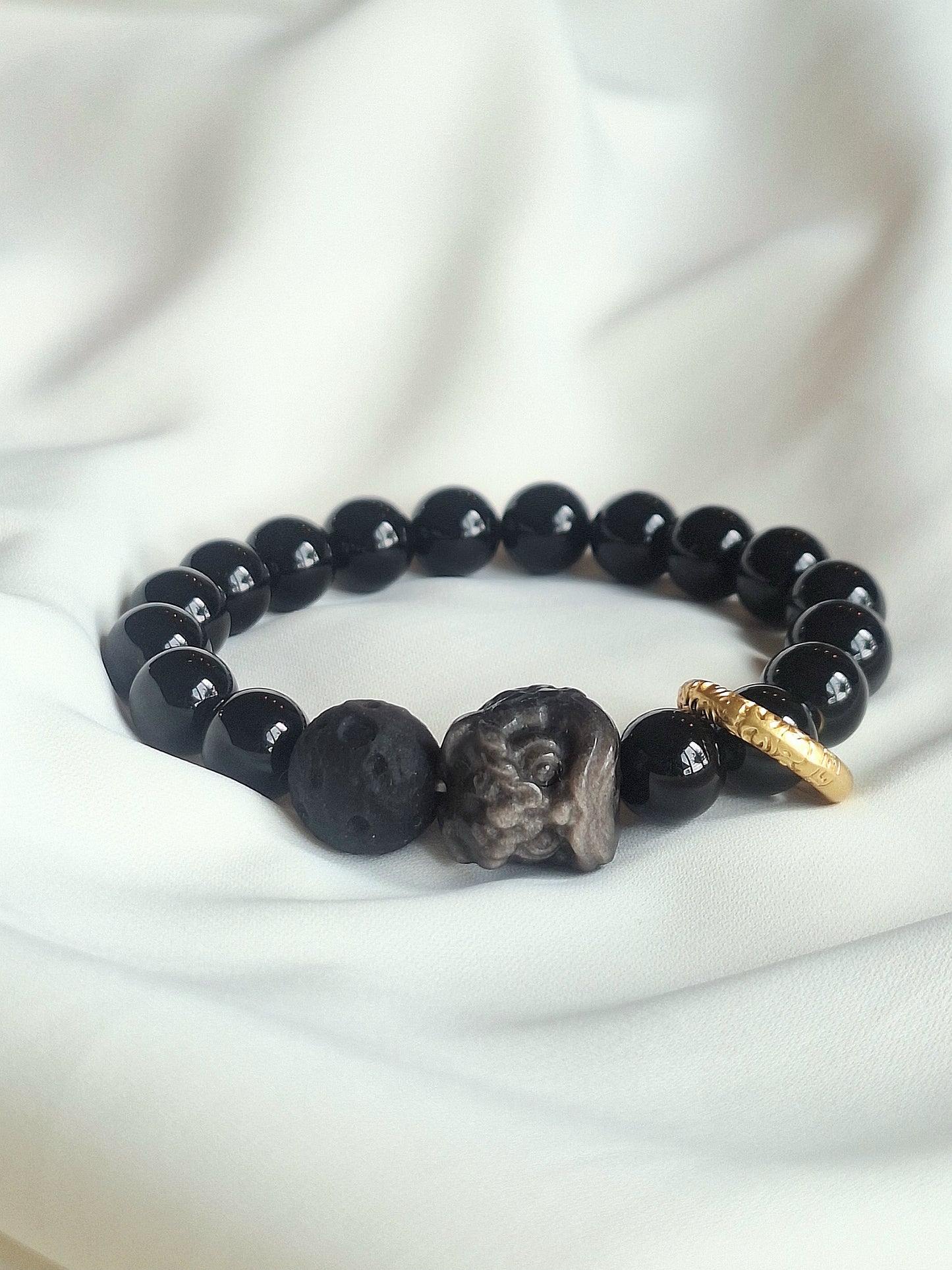 Guardian Fortune Black Obsidian Lion Bracelet